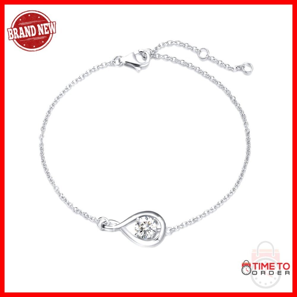 Sterling Silver Infinity Bracelet Birthstone Jewelry Classic Elegant Gift